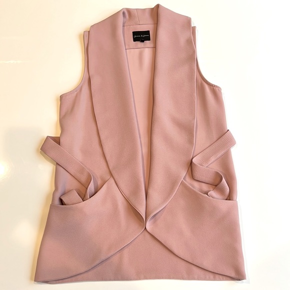 Jasmine & Juliana Vest with Waterfall Front Collar, tie & pockets, Blush Colour - Picture 3 of 9
